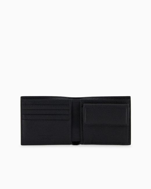 Giorgio Armani Black Logo-Stamp Bifold Wallet for men