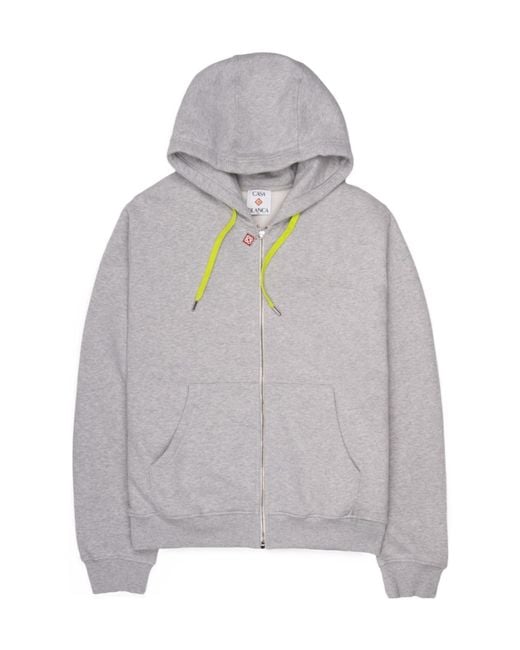 Casablanca Gray Fitted Hooded Zip-Up Sweatshirt for men