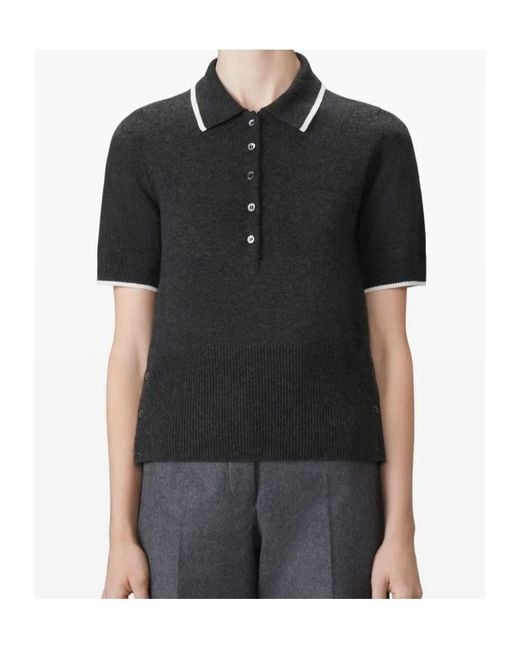 Thom Browne Black Intarsia-Number Polo Shirt