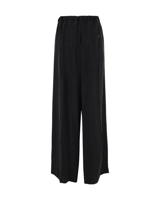 Balenciaga Black Drawstring Wide-Leg Trousers