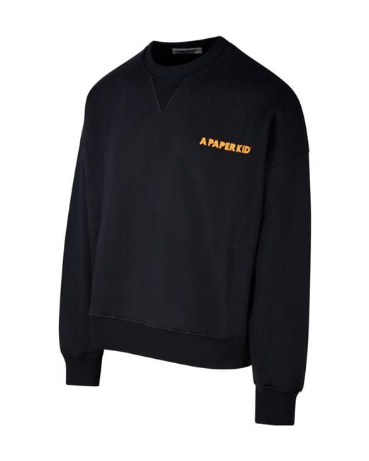 A PAPER KID Black Logo-Print Cotton Sweatshirt for men