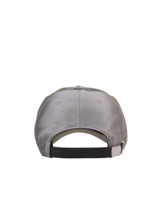 McQueen Gray Logo Embroidered Baseball Cap for men