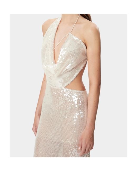Amazuìn White Iselin Asymmetric Draped Maxi Dress