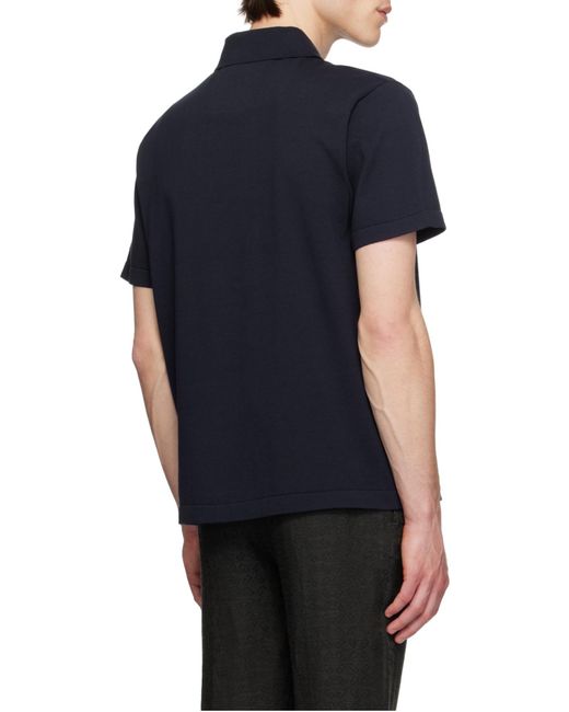 Givenchy Blue Logo-Jacquard Short-Sleeved Polo Shirt for men