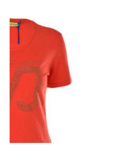 Versace Jeans Red Letter Hot Drilling Elastic T-Shirt
