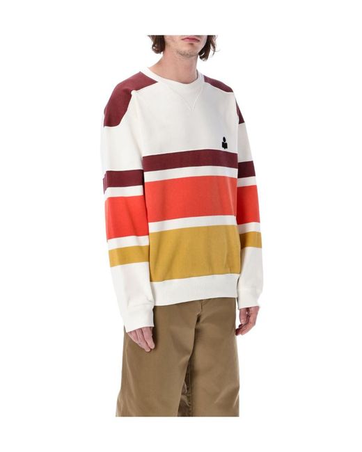 Isabel Marant Red Logo Printed Striped Sweatshirt for men