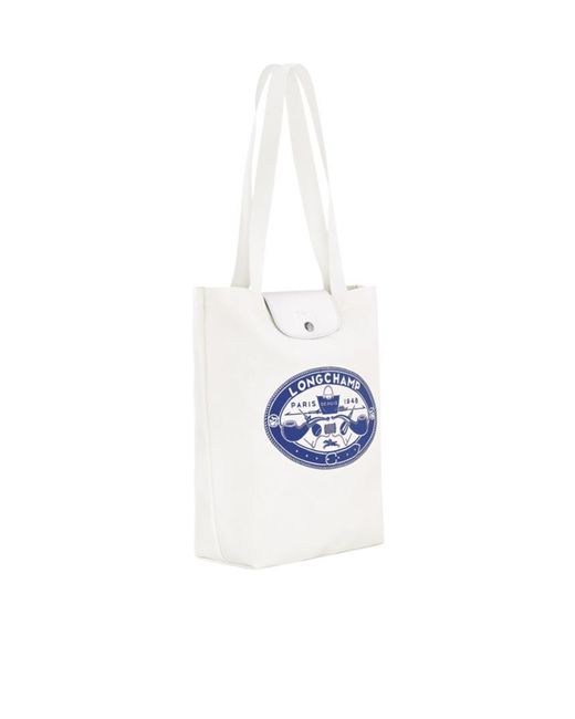 Longchamp White Le Pliage Medium Tote Bag