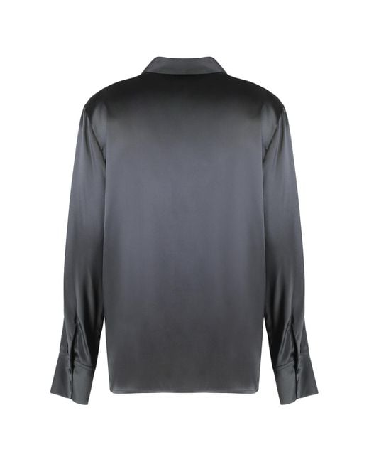 Peserico Black Glossy Long-Sleeve Shirt