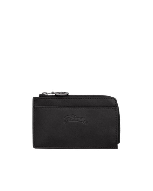 Longchamp Black Le Pliage Embossed Leather Cardholder