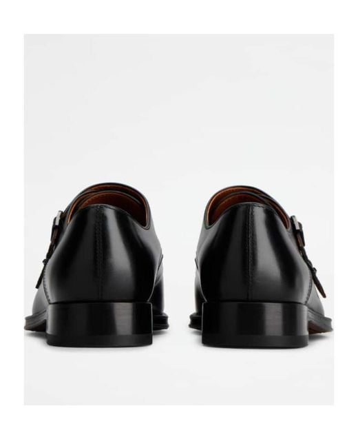 Tod's Black Double-Strap Leather Monk Shoes for men