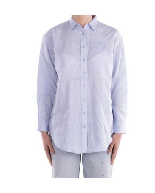Polo Ralph Lauren Blue Ralph Lauren Curved Hem Long-Sleeved Shirt
