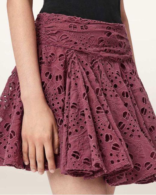 AllSaints Red Dotty Mini Skirt