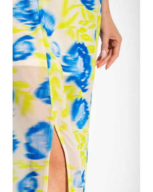 Ganni White Printed Mesh Slip Dress