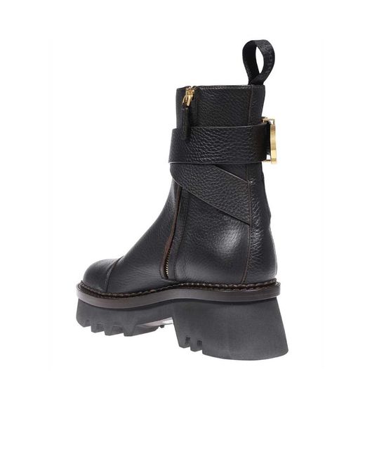 Chloé Black Zipper Thick-Soled Short Boots
