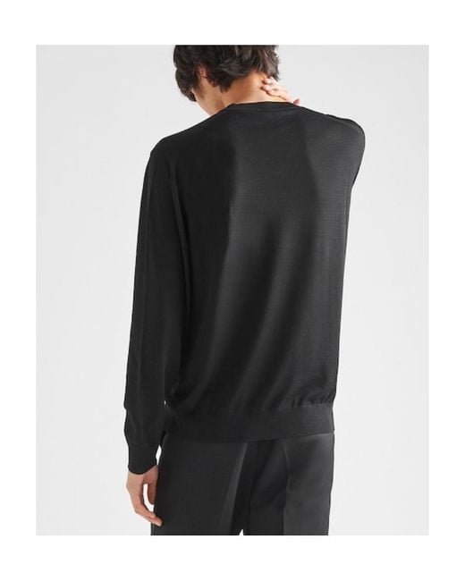 Prada Black Superfine Wool Sweater for men