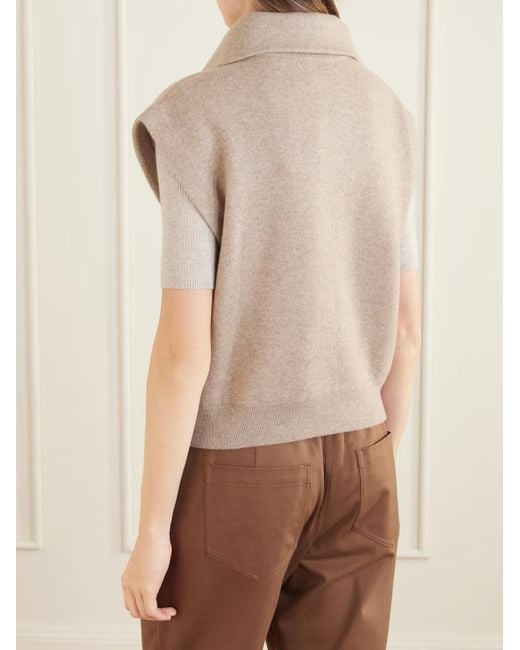 Brunello Cucinelli Natural Zip-Up Collared Vest