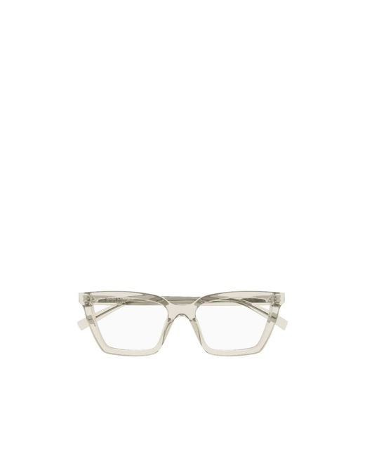 Saint Laurent White Square-Frame Glasses