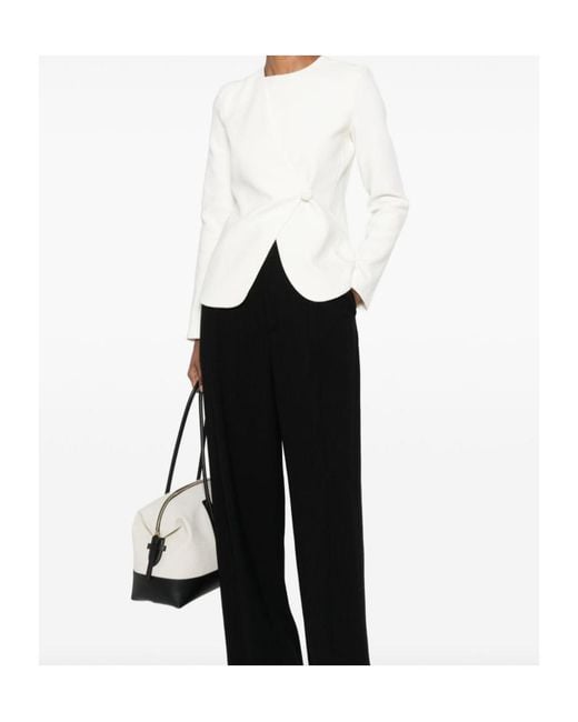 Emporio Armani White Asymmetric Single-Button Jacket