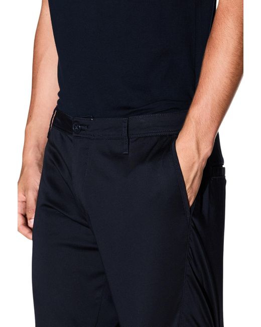 ARMANI EXCHANGE Blue Satin Stretch Trousers for men