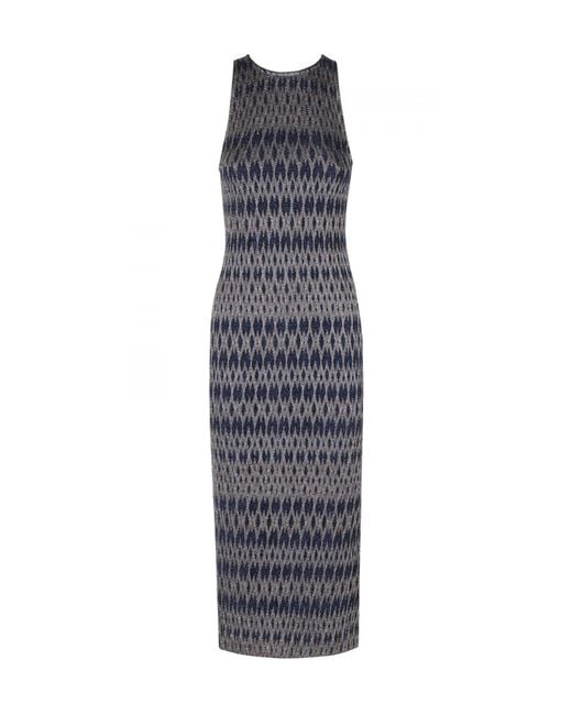 Missoni Blue Zigzag-Pattern Midi Dress