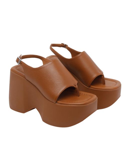 Vic Matié Brown Platform Peep-Toe Heeled Sandals