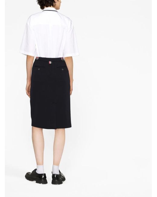 Thom Browne Blue Rwb Stripe-Detail Midi Skirt