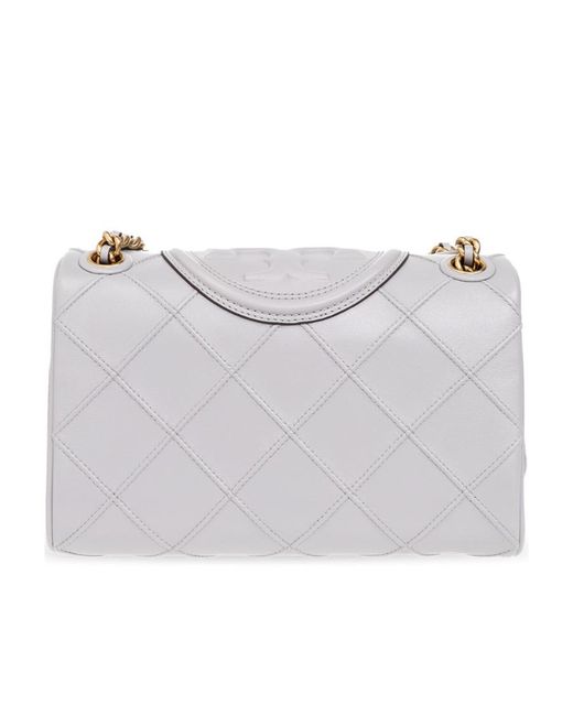 Tory Burch Gray Fleming Convertible Foldover Small Shoulder Bag