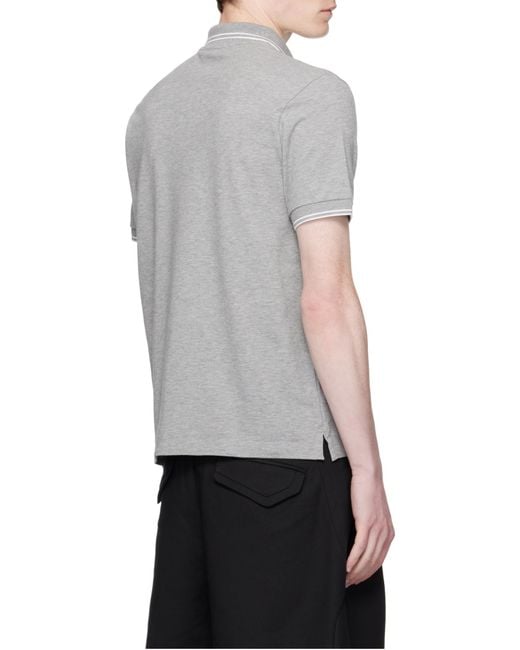 Stone Island Gray Slim-Fit Short-Sleeve Polo Shirt With Striped Details for men