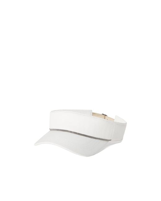Brunello Cucinelli White Crystal-Embellished Cap