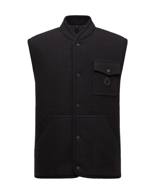 Moncler Black Logo Patch Button-Up Vest for men