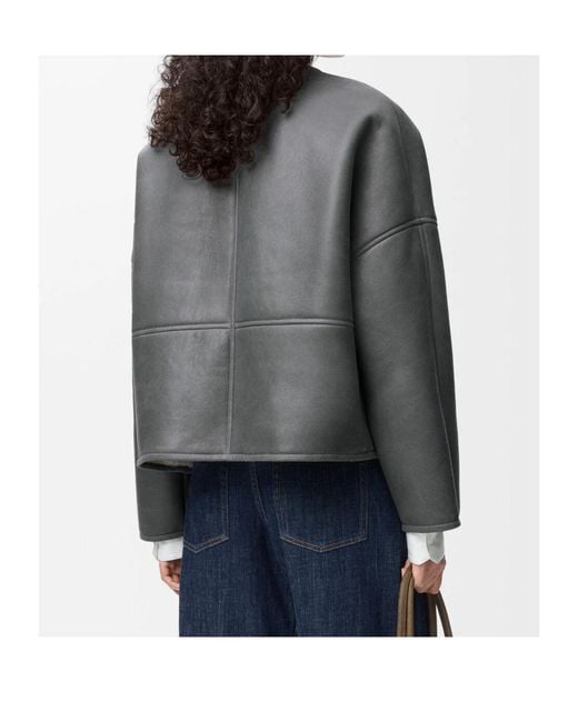 Loewe Gray Pebble Leather Cardigan