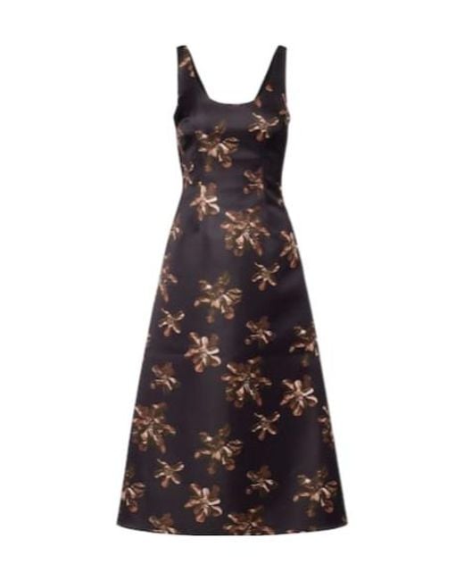 Emilia Wickstead Purple Tippi Floral Genzianella Midi Dress