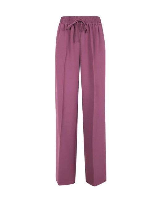 Twinset Purple Drawstring Straight-Leg Trousers