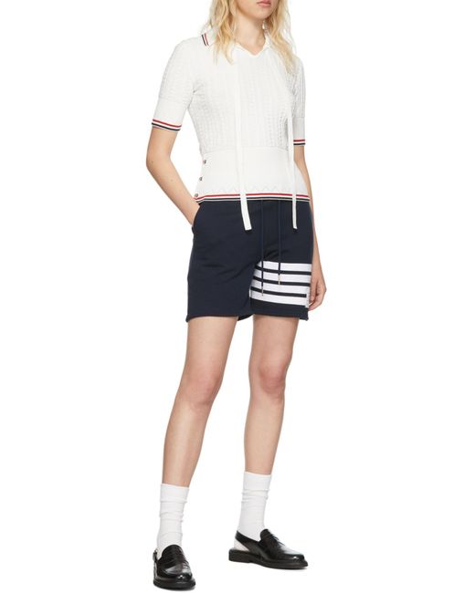 Thom Browne Blue 4-Bar Drawstring Track Shorts