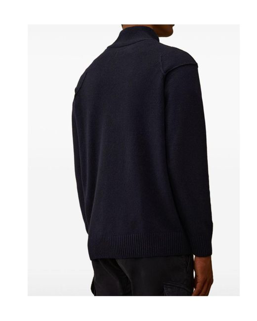 C P Company Black Half-Zip Jumper for men