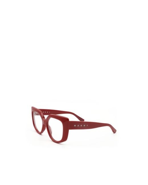 Marni Red Eyewear Zvier Cat-Eye Glasses for men
