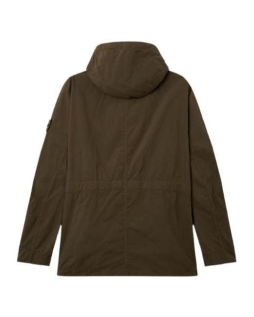 Stone Island Green Short Parka With Anti-Drop Finish for men