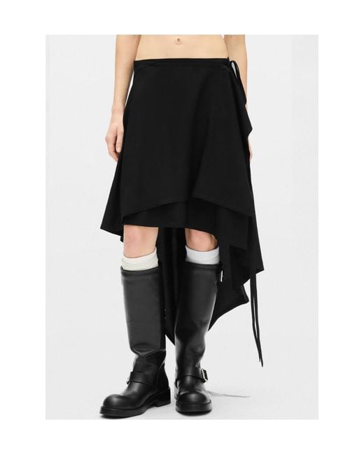 Ann Demeulemeester White Layered Asymmetric Skirt