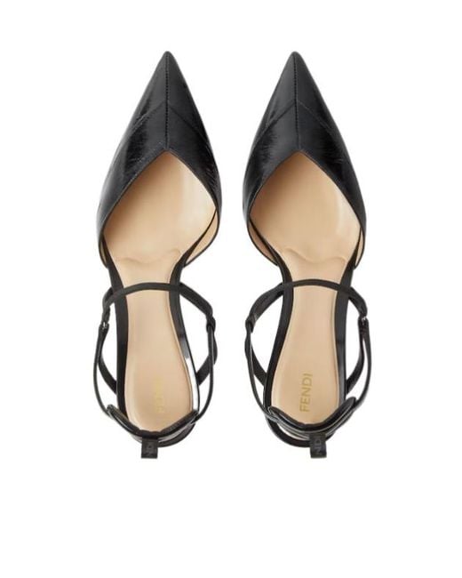 Fendi Black Very Colibri Hagfish Medium-Heeled Slingbacks