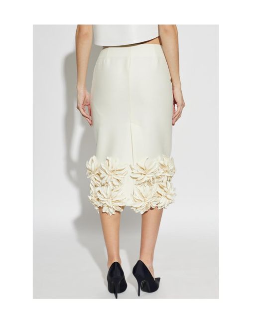 Balenciaga White 3D Floral Hem Pencil Skirt