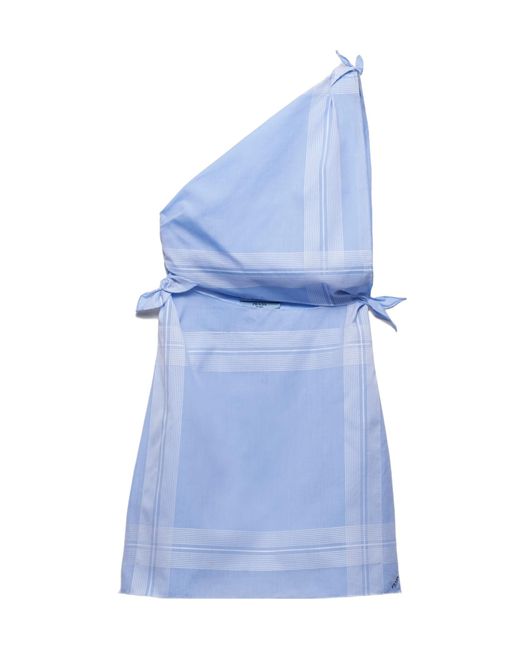 Prada Blue Checked Cotton Mini-Dress