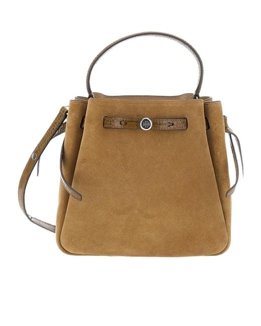 Tory Burch Natural Romy Top Handle Bucket Bag