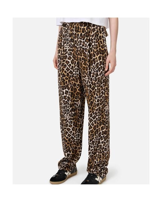 Elisabetta Franchi Multicolor Double-Dart Animalier Crêpe Straight Trousers