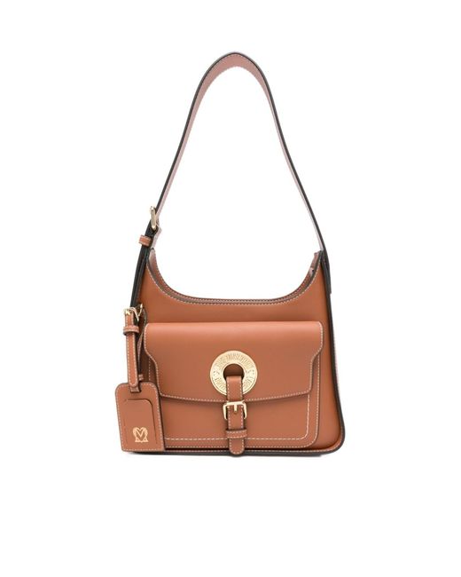 Moschino White Love Logo-Plaque Zipped Shoulder Bag