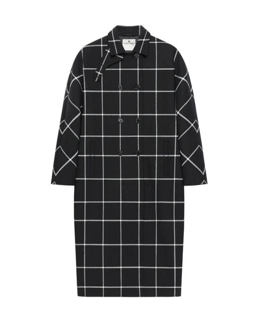 Courreges Black Checked Oversized Tailored Coat