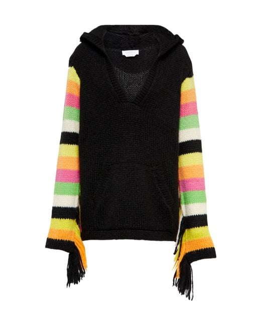 Gabriela Hearst Black Striped Knit Hoodie