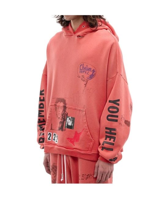 Paly Hollywood Red Patterned Printed Hoodie for men