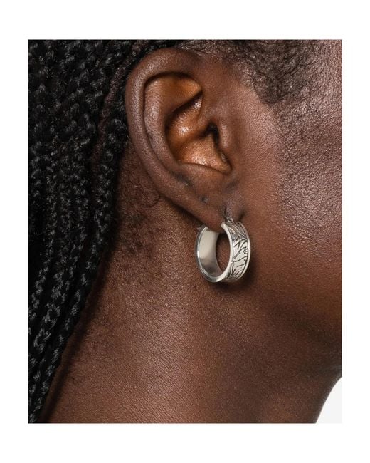 MM6 by Maison Margiela White Engraved Hoop Earrings
