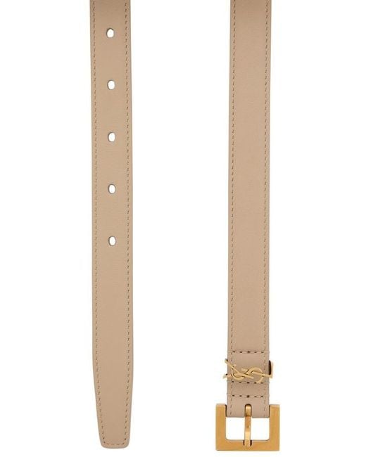Saint Laurent White Logo Leather Belt