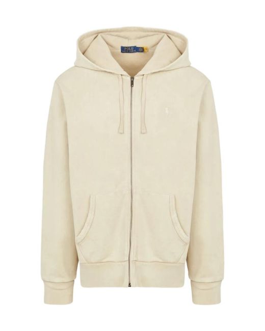 Polo Ralph Lauren Natural Pony Logo Embroidered Zip-Up Hoodie for men